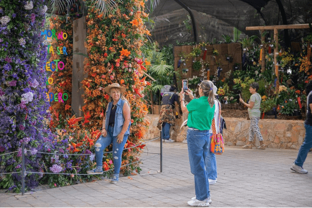 Orchids and flowers at the Botanical Garden of Medellín during the Flower Festival